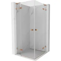Mexen Lunar L Duo draaideur douchecabine 95 x 95 cm, transparant, geborsteld koper - 834L-095L-095P-65-00