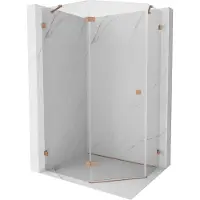 Mexen Lunar vijfhoekige draaideur douchecabine links 100 x 80 cm, transparant, geborsteld koper - 831-100L-080P-65-00-L