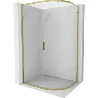 Mexen Exo asymmetrische halfronde schuifdouchecabine 120 x 90 cm, transparant, goud - 8131-120-090-50-00