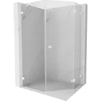 Mexen Lunar vijfhoekige douchecabine, scharnierend, rechts 80 x 100 cm, transparent, wit - 831-080P-100L-20-00-P