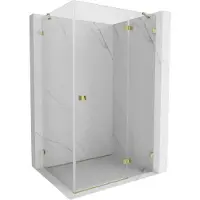 Mexen Lunar douchecabine zwaaiend rechts 85 x 80 cm, transparant, goud - 834-085-080-50-00-P