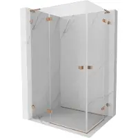 Mexen Lunar L Duo douchecabine scharnierend links 100 x 70 cm, transparant, geborsteld koper - 834L-100L-070P-65-00