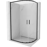 Mexen Exo asymmetrische halfronde schuifdouchecabine 100 x 80 cm, transparant, zwart - 8132-100-080-70-00