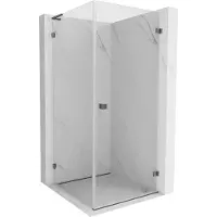 Mexen Lunar-B L douchecabine scharnierend rechts 90 x 90 , transparant, geborsteld kanongrijs - 832L-090-090-66-00-P