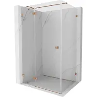 Mexen Lunar T draaideur douchecabine links 130 x 100 , transparant, geborsteld koper - 834T-130-100-65-00-L