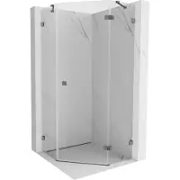 Mexen Lunar vijfhoekige douchecabine rechts scharnierend 90 x 90 cm, transparant, gun metal - 831-090P-090L-95-00-P