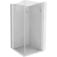Mexen Lunar-B L douchecabine draaideur rechts 100 x 100 , transparant, geborsteld nikkel - 832L-100-100-97-00-P
