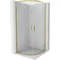 Mexen Exo douchecabine halfrond schuifbaar 80 x 80 cm, transparant, goud - 8132-080-080-50-00