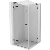Mexen Lunar L douchecabine links scharnierend 90 x 90 , transparant, zwart - 834L-090-090-70-00-L