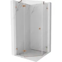 Mexen Lunar vijfhoekige draaideur douchecabine links 90 x 90 cm, transparant, geborsteld koper - 831-090L-090P-65-00-L