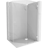 Mexen Lunar L vijfhoekige douchecabine met scharnierende deur rechts 100 x 80 , transparant, wit - 831L-100P-080L-20-00-P