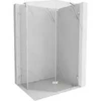 Mexen Lunar vijfhoekige douchecabine scharnierend rechts 100 x 90 cm, transparant, geborsteld nikkel - 831-100P-090L-97-00-P