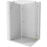 Mexen Lunar vijfhoekige douchecabine, scharnierend, rechts, 90 x 100 cm, transparant, goud - 831-090P-100L-50-00-P