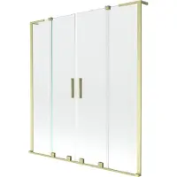 Mexen Velar L Duo badwand scherm 2-delig schuifbaar 140 x 150 , transparant, geborsteld goud - 896-140-003-02-55