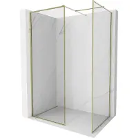 Mexen Kioto-F douchewand Walk-in met frame 130 x 70 , transparant 8 mm, goud - 800-130-202-04-50-070
