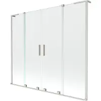 Mexen Velar L Duo badwand tweedelig verschuifbaar 180 x 150 , transparant, geborsteld nikkel - 896-180-003-02-97