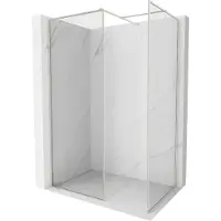 Mexen Kioto-F douchescherm Walk-in met frame 120 x 100 , transparant 8 mm, geborsteld nikkel - 800-120-202-04-97-100