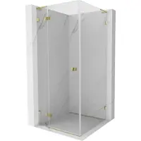 Mexen Lunar L hoekdouche links 80 x 80 , transparant, goud - 834L-080-080-50-00-L