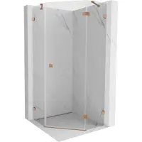 Mexen Lunar vijfhoekige draaideur douchecabine rechts 100 x 100 cm, transparant, geborsteld koper - 831-100P-100L-65-00-P