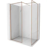 Mexen Kioto-XF douchewand Walk-in met frame 140x110 , transparant 10 mm, geborsteld koper - 800-140-202-04-65-110-XF