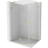 Mexen Lunar halfcirkelvormige douchecabine, scharnierend links 80 x 70 cm, transparant, geborsteld goud - 833-080L-070P-55-00