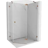 Mexen Lunar vijfhoekige draaide douchecabine rechts 100 x 90 cm, transparant, rosé goud - 831-100P-090L-60-00-P