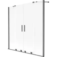 Mexen Velar Duo badwand scherm 2-delig schuifbaar 160 x 150 , mat, geborsteld gun grijs - 896-160-000-32-66