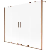 Mexen Velar Duo badscherm 2-delig schuifbaar 180 x 150 , ijsglas, geborsteld koper - 896-180-000-32-65