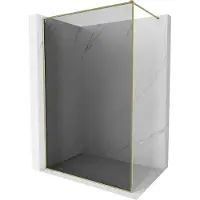 Mexen Kioto-F douchewand Walk-in met frame 140 x 202 , grafiet 8 mm, goud - 800-140-104-50-40
