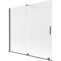 Mexen Velar badwand 2-delig schuifbaar 170 x 150 cm, mat, geborsteld gun grijs - 896-170-000-31-66