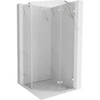 Mexen Lunar vijfhoekige douchecabine rechts scharnierend 80 x 80 cm, transparant, geborsteld nikkel - 831-080P-080L-97-00-P