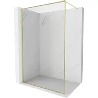 Mexen Kioto-XF douchewand Walk-in met frame 160 x 202 , transparant 10 mm, goud geborsteld - 800-160-104-55-00-X