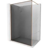 Mexen Kioto-XF douchewand Walk-in met frame 130 x 202 , grafiet 10 mm, geborsteld koper - 800-130-104-65-40-X