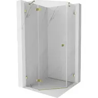 Mexen Lunar vijfhoekige douchecabine scharnierdeur links 80 x 80 cm, transparant, goud - 831-080L-080P-50-00-L