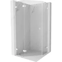 Mexen Lunar L vijfhoekige douchecabine scharnierend links 100 x 100 , transparant, wit - 831L-100L-100P-20-00-L