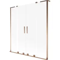 Mexen Velar L Duo badwand 2-delige schuifdeur 150 x 150 cm, matglas, roze goud - 896-150-003-32-60