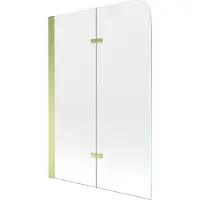 Mexen Felix 2-delige badwand 100 x 140 , transparant, goud - 890-100-002-50-00