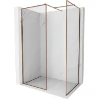 Mexen Kioto-XF douchewand Walk-in met frame 130 x 110 , transparant 10 mm, roze goud - 800-130-202-04-60-110-XF