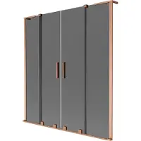 Mexen Velar L Duo badwand 2-delig schuifbaar 140 x 150 , grafiet, geborsteld koper - 896-140-003-42-65