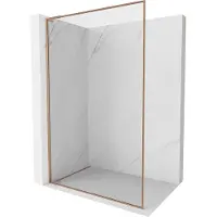 Mexen Kioto-F L douchewand Walk-in met frame 100 x 202 , transparant 8 mm, geborsteld koper - 800-100-174-65-00