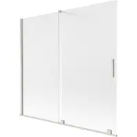 Mexen Velar badwand 2-delig schuifbaar 170 x 150 cm, matglas, geborsteld nikkel - 896-170-000-31-97