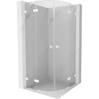 Mexen Lunar halve ronde douchecabine scharnierend 100 x 100 cm, transparant, wit - 833-100L-100P-20-00
