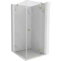 Mexen Lunar douchecabine scharnierend rechts 90 x 90 , transparant, goud - 834-090-090-50-00-P