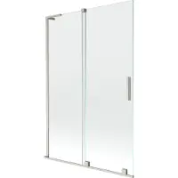 Mexen Velar L tweedelige schuifbare badwand 120 x 150 , transparant, geborsteld nikkel - 896-120-003-01-97
