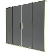 Mexen Velar L Duo badwand 2-delig schuifbaar 200 x 150 , grafiet, goud - 896-200-003-42-50