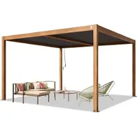 PRIMEYARD Pergola 4x4 m, lamellendak, laklaag met houtoptiek