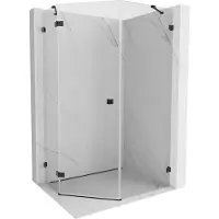 Mexen Lunar vijfhoekige douchecabine met scharnierende deur links 80 x 90 cm, transparant, zwart - 831-080L-090P-70-00-L