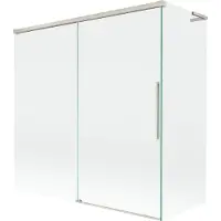 Mexen Rox L badwand tweedelig schuifbaar 160 + 80 x 150 , transparant, geborsteld nikkel - 8C9L-160-080-97-00