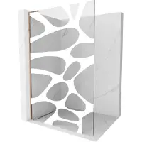 Mexen Kioto L douchewand Walk-in 100 x 200 , witte golf, roze goud - 800-100-103-60-97