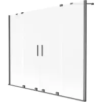 Mexen Velar Duo badscherm voor badkuip, 2-delige schuifwand 200 x 150 cm, mat, geborsteld gun gray - 896-200-000-32-66
